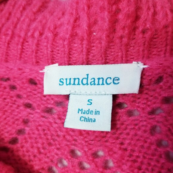 Sundance Bertina Sweater Ruffle Neck Pointelle Knit Fuchsia Pink S $118 Romantic - Picture 6 of 16